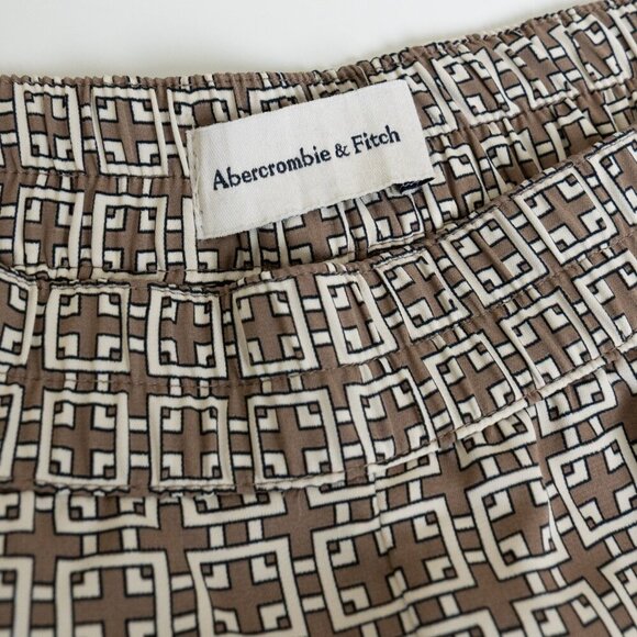 ✨ Abercrombie Fitch Satin Wide Leg Trousers Pull On Pant Brown Beige - Picture 7 of 15